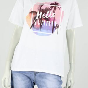 Shirt Hello Summer Wit - Trendy Mode Tholen