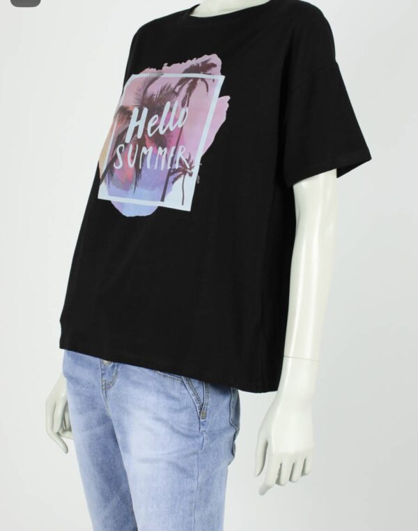 Shirt Hello Summer Zwart - Trendy Mode Tholen