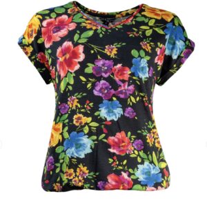 NED Shirt Bloemenprint Zwart - Trendy Mode Tholen
