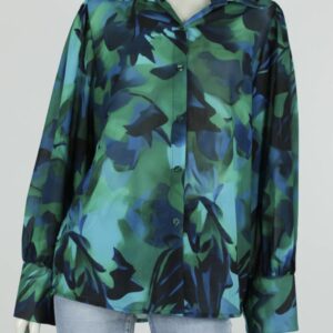 Trendy Mode Tholen - Blouse Flower Blauw/Groen