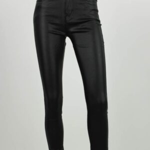 Trendy Mode Tholen - Goodies Leather Look Skinny Jeans Zwart