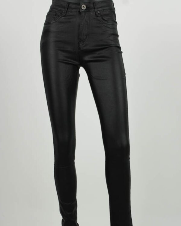 Trendy Mode Tholen - Goodies Leather Look Skinny Jeans Zwart