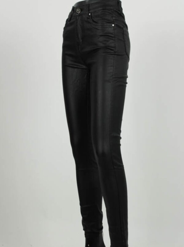 Trendy Mode Tholen - Goodies Leather Look Skinny Jeans Zwart