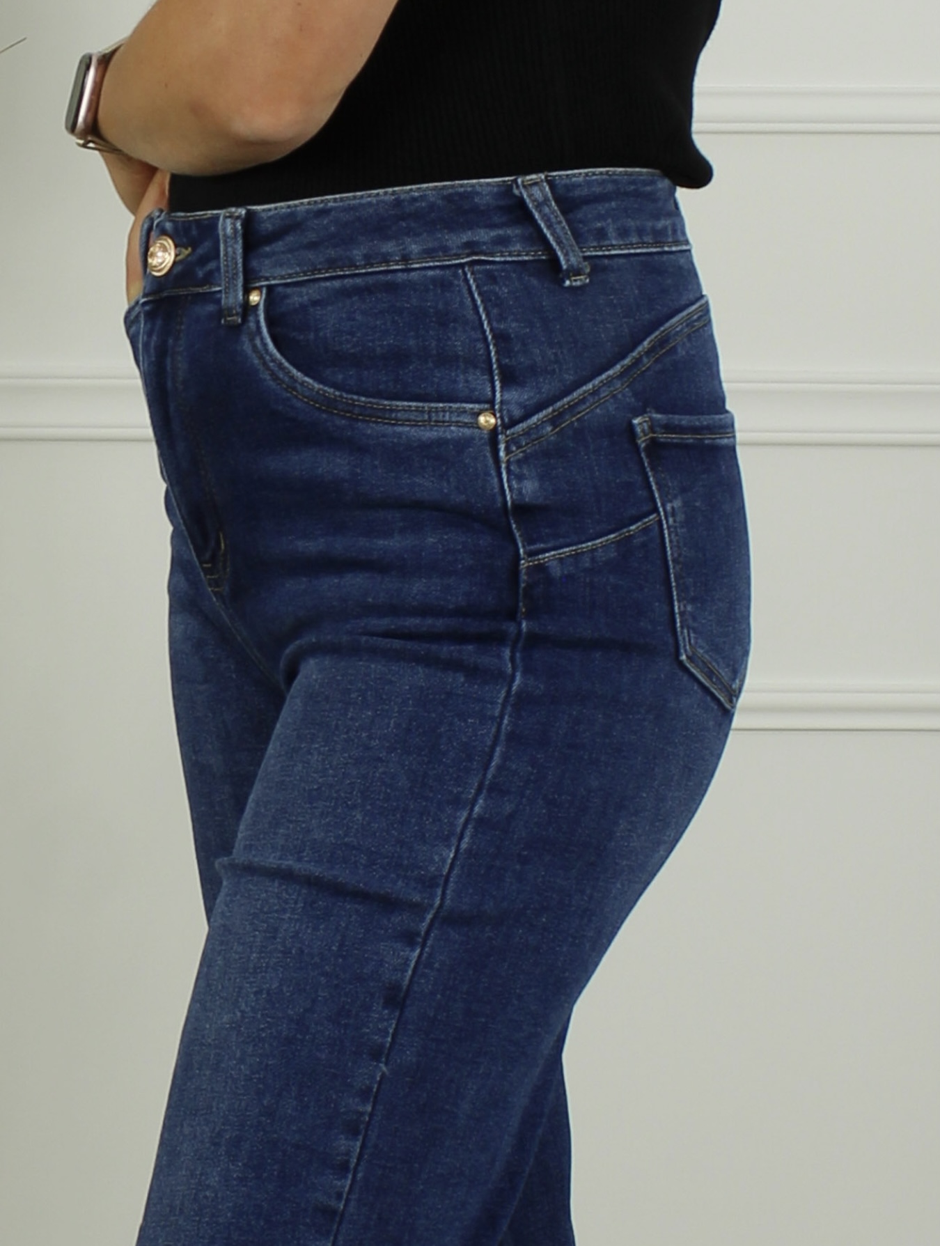 Trendy Mode Tholen - Goodies Wide Leg Stretch Push-Up Jeans Blauw